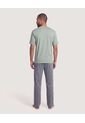 Pijama Cuello V Con Pantalón Estampado  Para Hombre Negro Ostu de Ostu