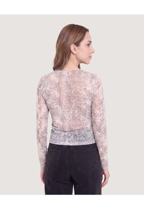 Camiseta Slim Con Moños  Para Mujer Gris Ostu