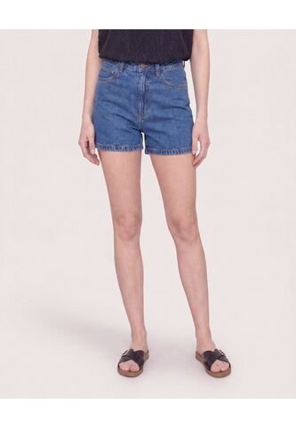 Short Mom Denim Ajuste Relax  Para Mujer Azul Ostu Ostu