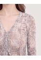 Camiseta Slim Con Moños  Para Mujer Gris Ostu de Ostu
