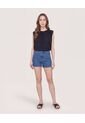 Short Mom Denim Ajuste Relax  Para Mujer Azul Ostu de Ostu