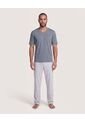 Pijama Cuello V Con Pantalón Estampado  Para Hombre Gris Ostu de Ostu