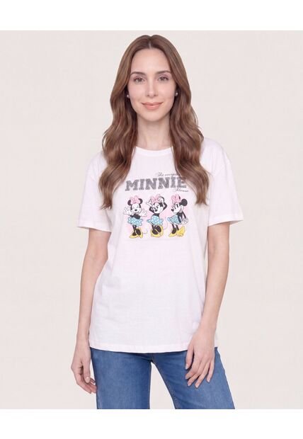 Camiseta Relaxed Minnie  Para Mujer Crema Ostu