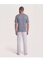 Pijama Cuello V Con Pantalón Estampado  Para Hombre Gris Ostu de Ostu