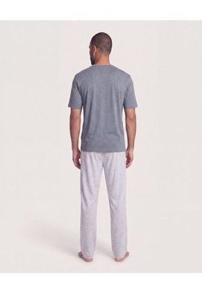 Pijama Cuello V Con Pantalón Estampado  Para Hombre Gris Ostu