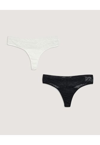 Panty Brasileña En Encaje Pack X2 X2 Para Mujer Negro Ostu Ostu