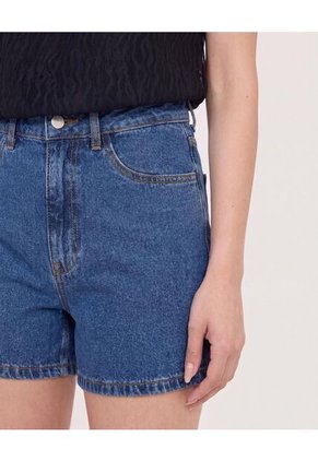 Short Mom Denim Ajuste Relax  Para Mujer Azul Ostu