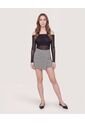 Camiseta Off Shoulder Transparente  Para Mujer Negro Ostu de Ostu