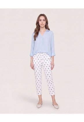 Pantalón Basico Capri  Para Mujer Azul Ostu