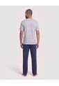 Pijama Cuello V Con Pantalón Estampado  Para Hombre Azul Ostu de Ostu