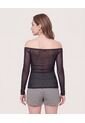Camiseta Off Shoulder Transparente  Para Mujer Negro Ostu de Ostu