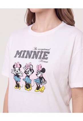 Camiseta Relaxed Minnie  Para Mujer Crema Ostu