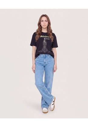 Camiseta Maléfica Manga Corta  Para Mujer Negro Ostu
