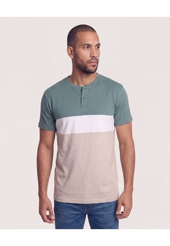 Camiseta Henley Con Cortes  Para Hombre Verde Ostu Ostu