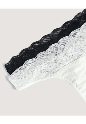 Panty Brasileña En Encaje Pack X2 X2 Para Mujer Negro Ostu