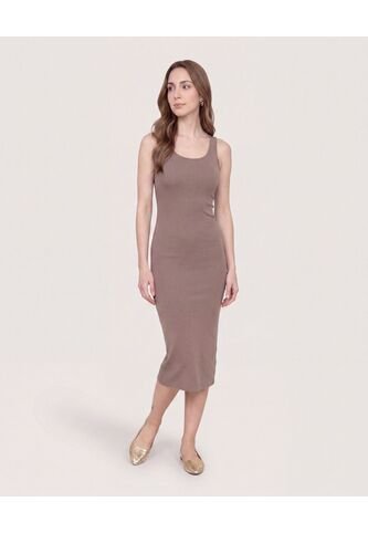 Vestido Largo Tejido  Para Mujer Café Ostu Ostu
