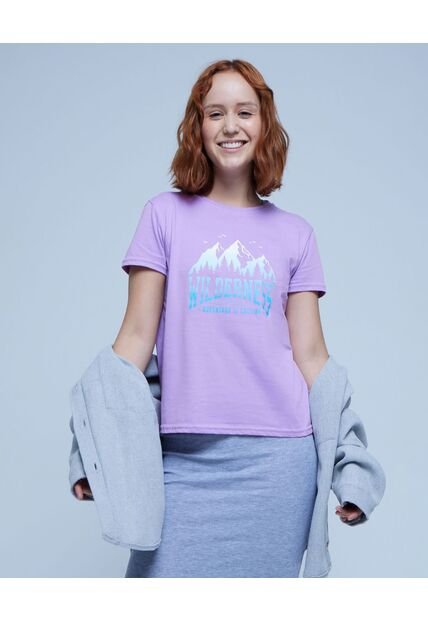 Camiseta Para Mujer Manga Corta Color Lila Pastel Marca Ostu #40091939