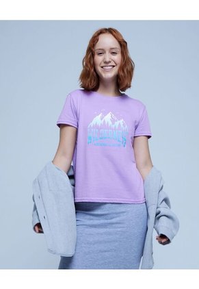 Camiseta Para Mujer Manga Corta Color Lila Pastel Marca Ostu #40091939