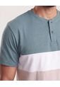 Camiseta Henley Con Cortes  Para Hombre Verde Ostu de Ostu