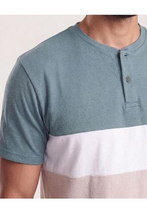 Camiseta Henley Con Cortes  Para Hombre Verde Ostu