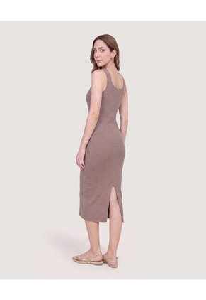 Vestido Largo Tejido  Para Mujer Café Ostu