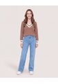 Jean Straight Largo  Para Mujer Azul Ostu de Ostu