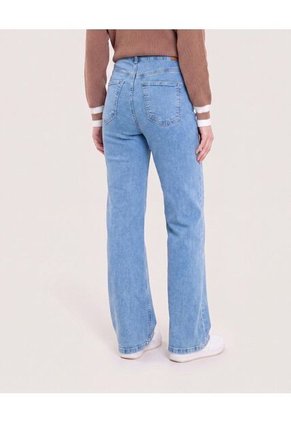 Jean Straight Largo  Para Mujer Azul Ostu