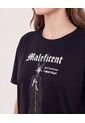 Camiseta Maléfica Manga Corta  Para Mujer Negro Ostu de Ostu