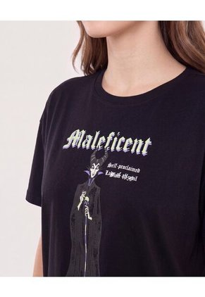 Camiseta Maléfica Manga Corta  Para Mujer Negro Ostu