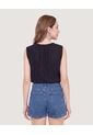 Camiseta Con Textura Recogida  Para Mujer Negro Ostu de Ostu
