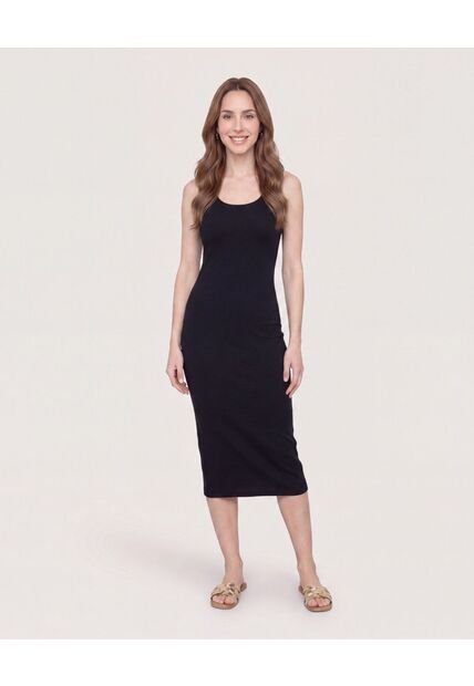 Vestido Largo Tejido  Para Mujer Negro Ostu