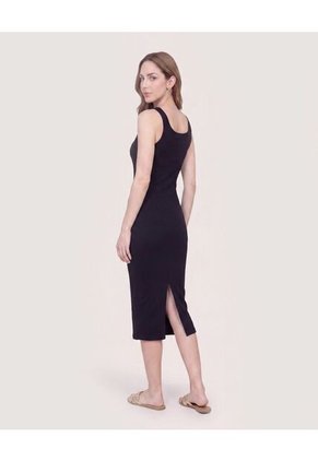 Vestido Largo Tejido  Para Mujer Negro Ostu