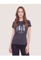 Camiseta Slim Con Estampado Vertical  Para Mujer Negro Ostu de Ostu
