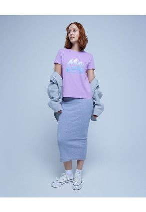 Camiseta Para Mujer Manga Corta Color Lila Pastel Marca Ostu #40091939