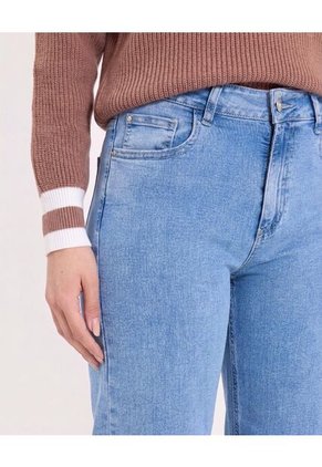 Jean Straight Largo  Para Mujer Azul Ostu