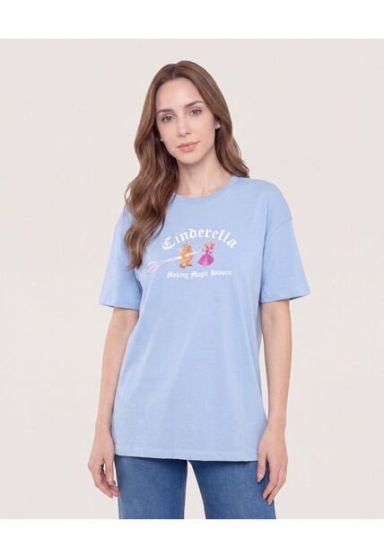 Camiseta Con Estampado Cenicienta  Para Mujer Azul Ostu