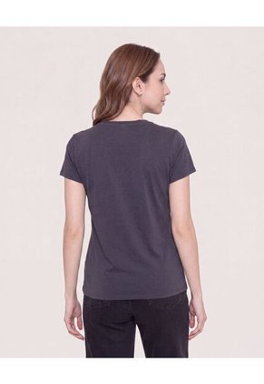 Camiseta Slim Con Estampado Vertical  Para Mujer Negro Ostu