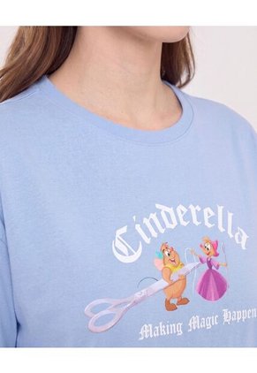 Camiseta Con Estampado Cenicienta  Para Mujer Azul Ostu