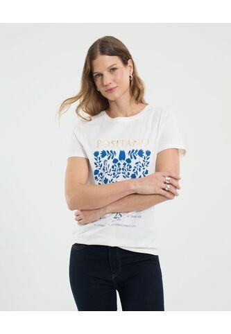 Camiseta Para Mujer Manga Corta Cuello Redondo Color Crema Marca Ostu #40092466 Ostu