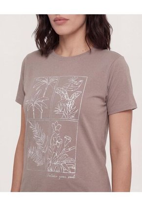 Camiseta  Para Mujer Manga Corta Cuello Redondo Color Beige Marca Ostu #40092832