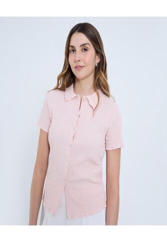Blusa Para Mujer Manga Corta Color Rosa Marca Ostu #40121129 Ostu