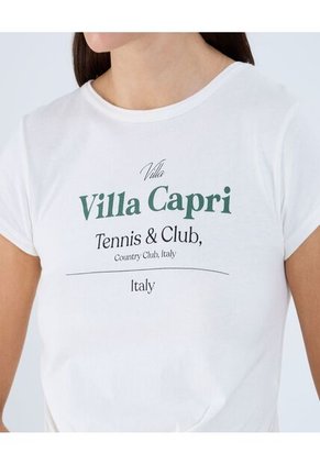 Camiseta Para Mujer Manga Corta Cuello Redondo Color Crema Marca Ostu #40092373