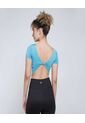 Crop Top Para Mujer Manga Corta Color Azul  Marca Ostu #40092172 de Ostu