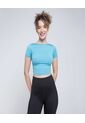 Crop Top Para Mujer Manga Corta Color Azul  Marca Ostu #40092172 de Ostu