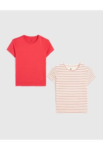 Camiseta Infantil Niña Manga Corta Cuello Redondo Color Rojo Marca Ostu #90090289 Ostu