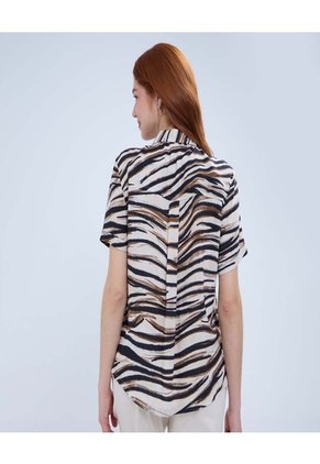Camisa Para Mujer Manga Corta Color Beige Marca Ostu #40010265