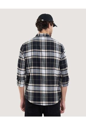 Camisa Para Hombre Manga Larga Sin Bolsillo Cuello Casual M Color Negro Marca Ostu #60010815