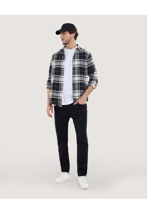 Camisa Para Hombre Manga Larga Sin Bolsillo Cuello Casual M Color Negro Marca Ostu #60010815