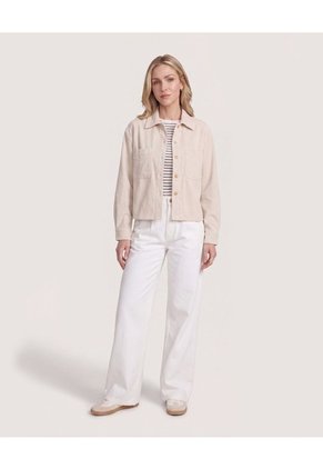Chaqueta Sobrecamisa Pana Para Mujer Beige Ostu
