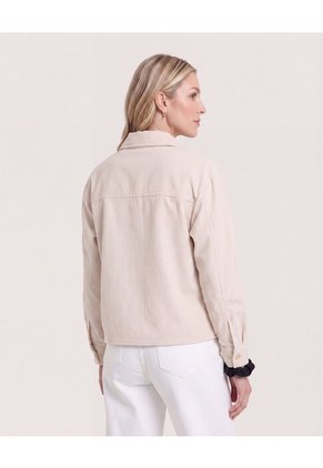 Chaqueta Sobrecamisa Pana Para Mujer Beige Ostu